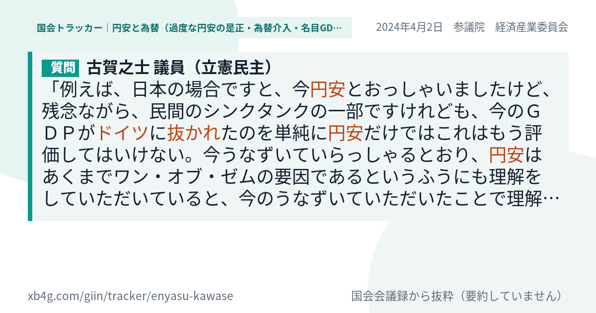質問と答弁のカード