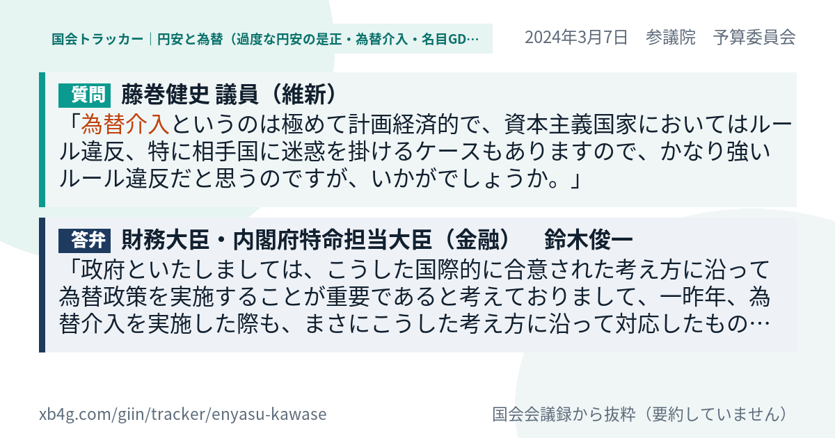 質問と答弁のカード