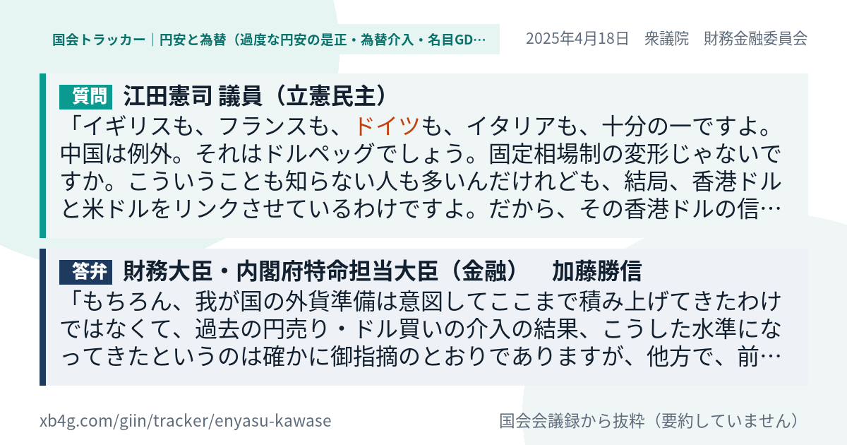 質問と答弁のカード