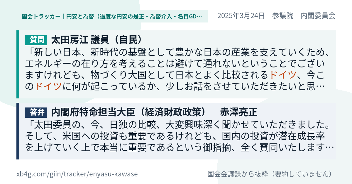 質問と答弁のカード