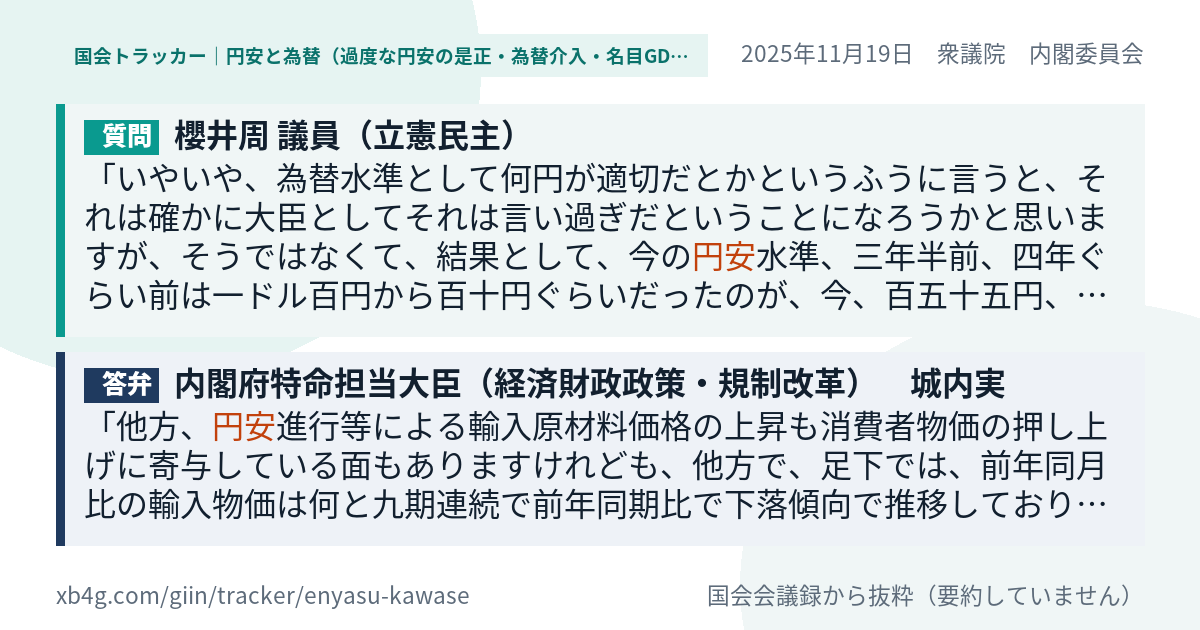 質問と答弁のカード