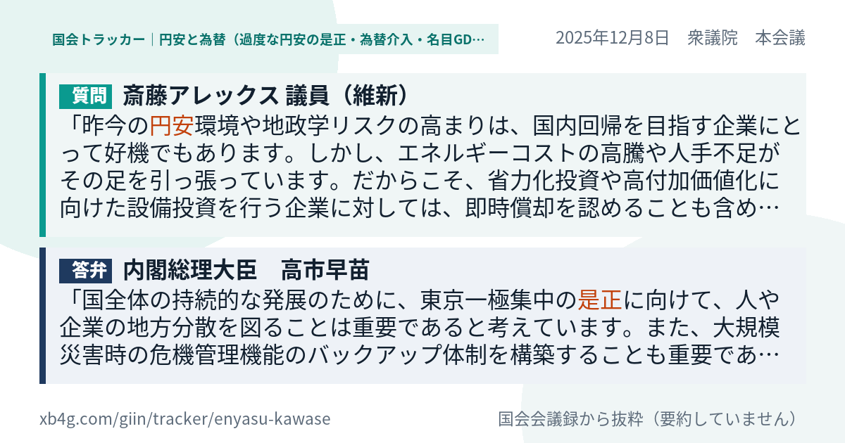 質問と答弁のカード