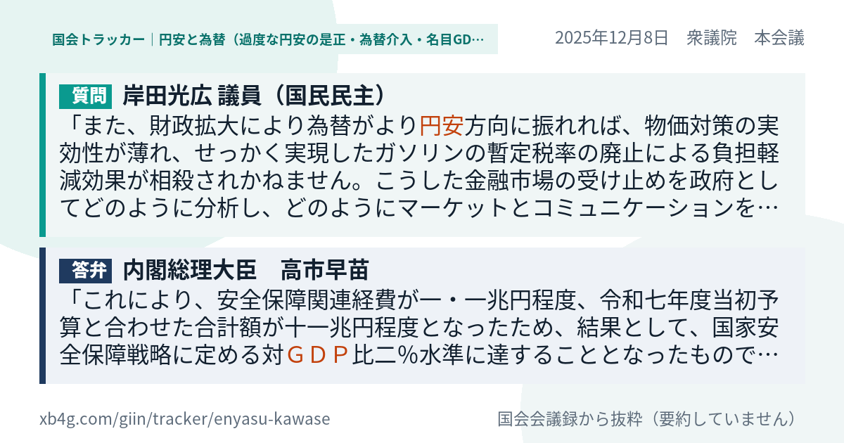 質問と答弁のカード