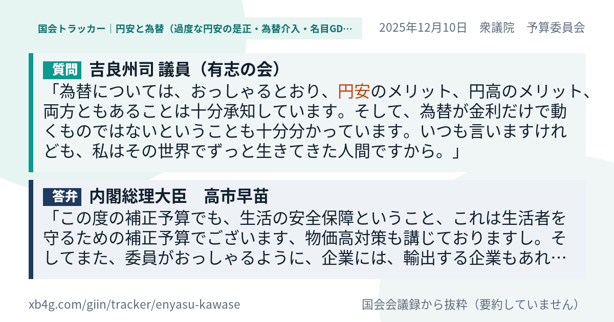 質問と答弁のカード