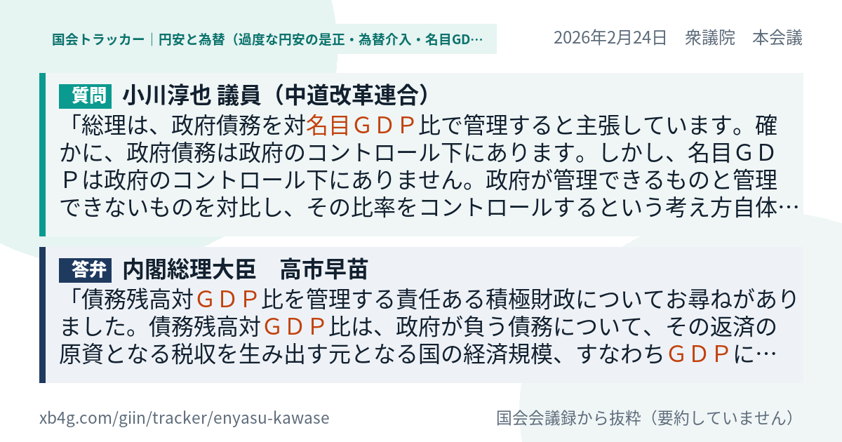 質問と答弁のカード