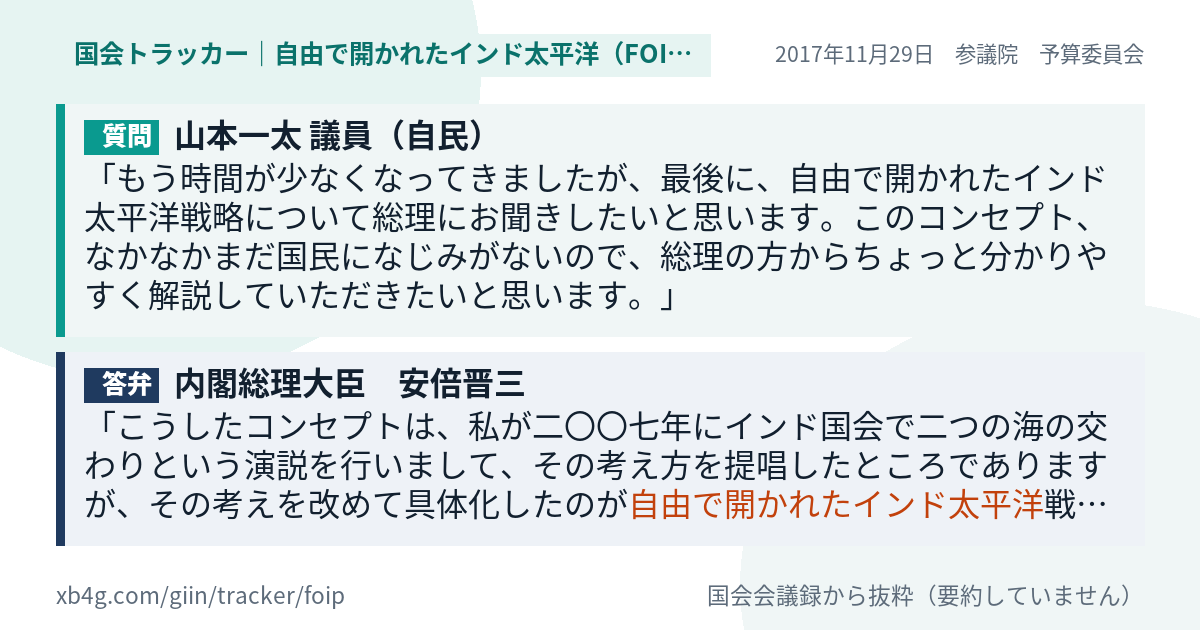 質問と答弁のカード