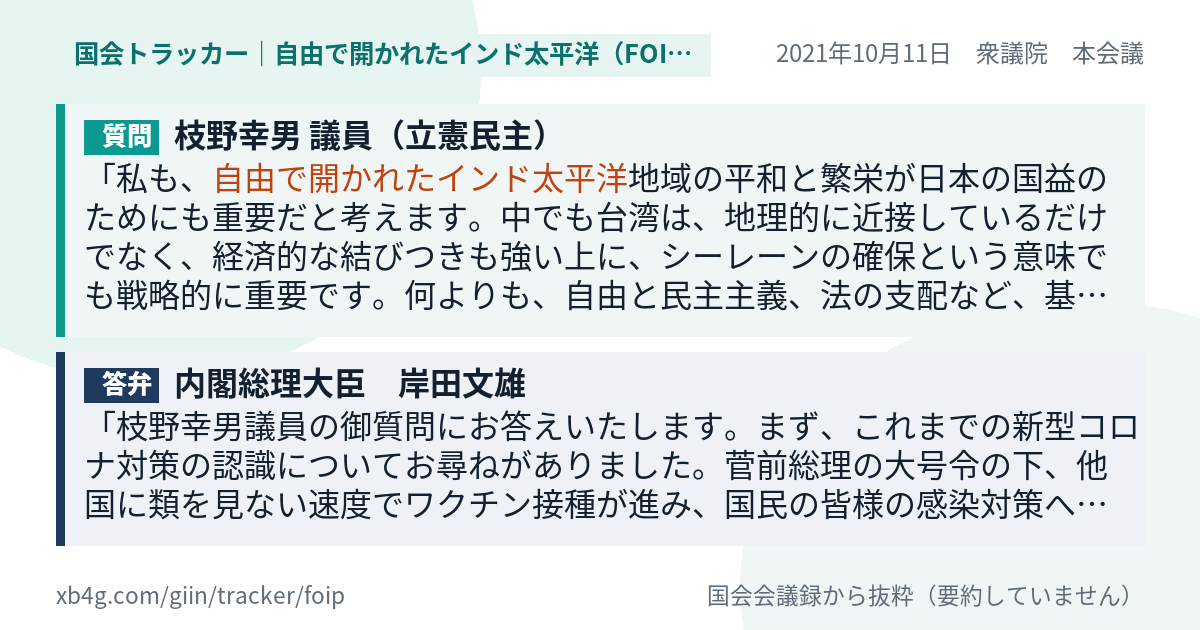 質問と答弁のカード