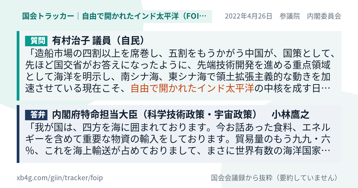 質問と答弁のカード