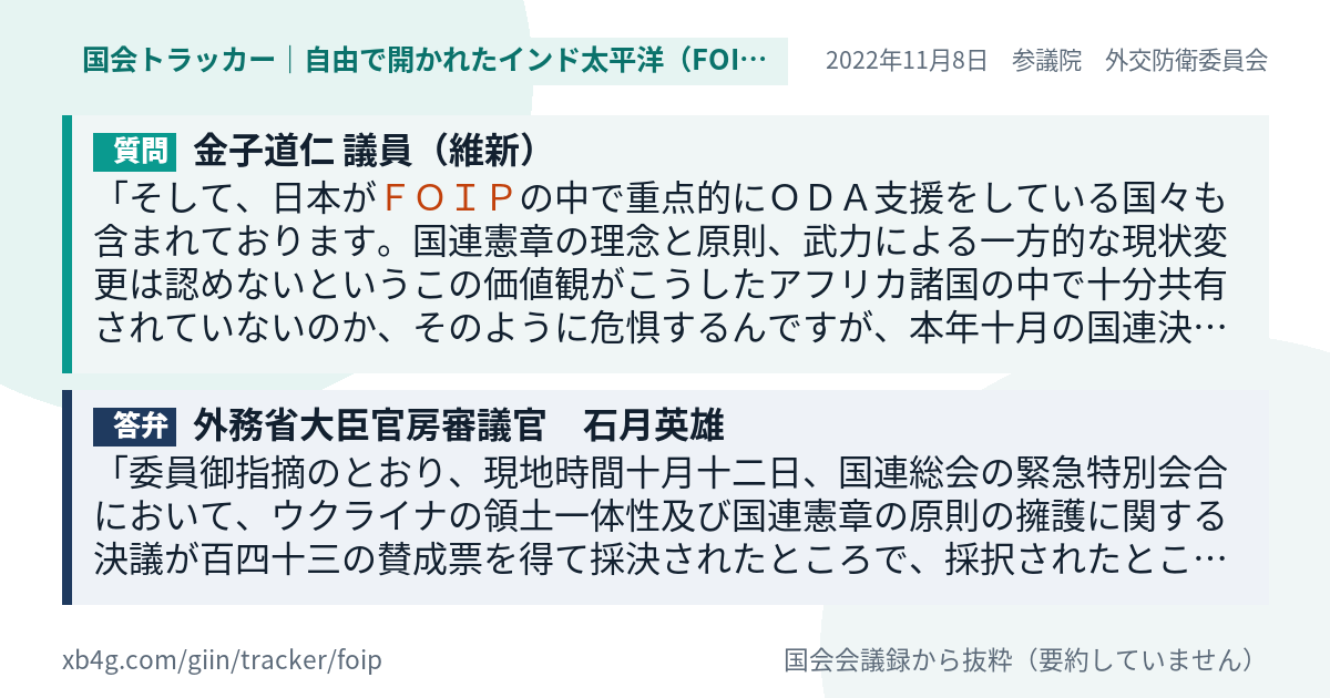 質問と答弁のカード