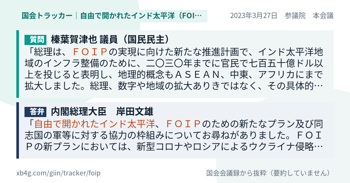 質問と答弁のカード