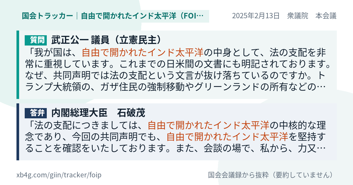 質問と答弁のカード