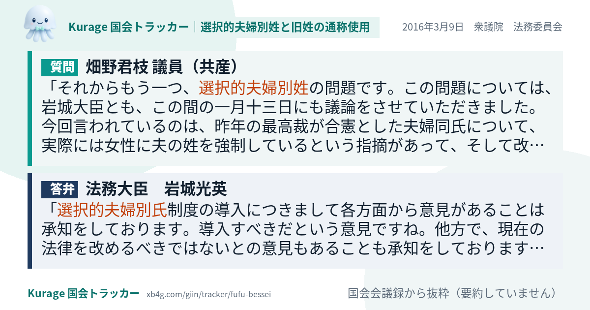 質問と答弁のカード