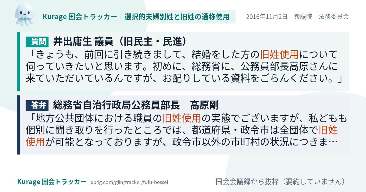 質問と答弁のカード