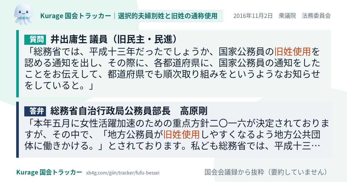 質問と答弁のカード