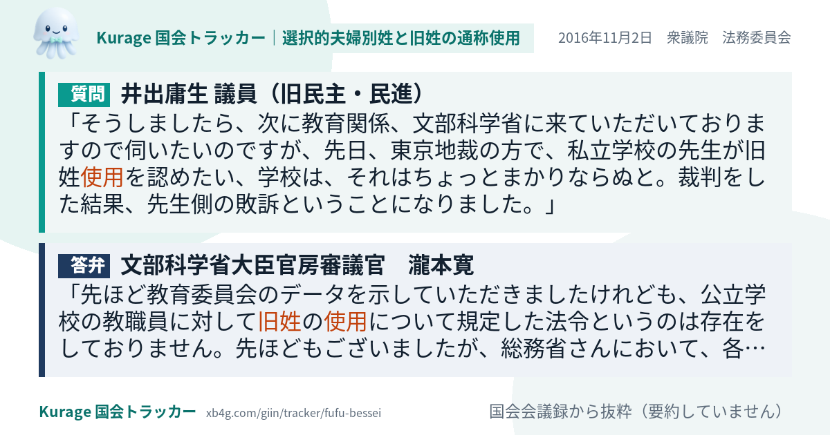 質問と答弁のカード