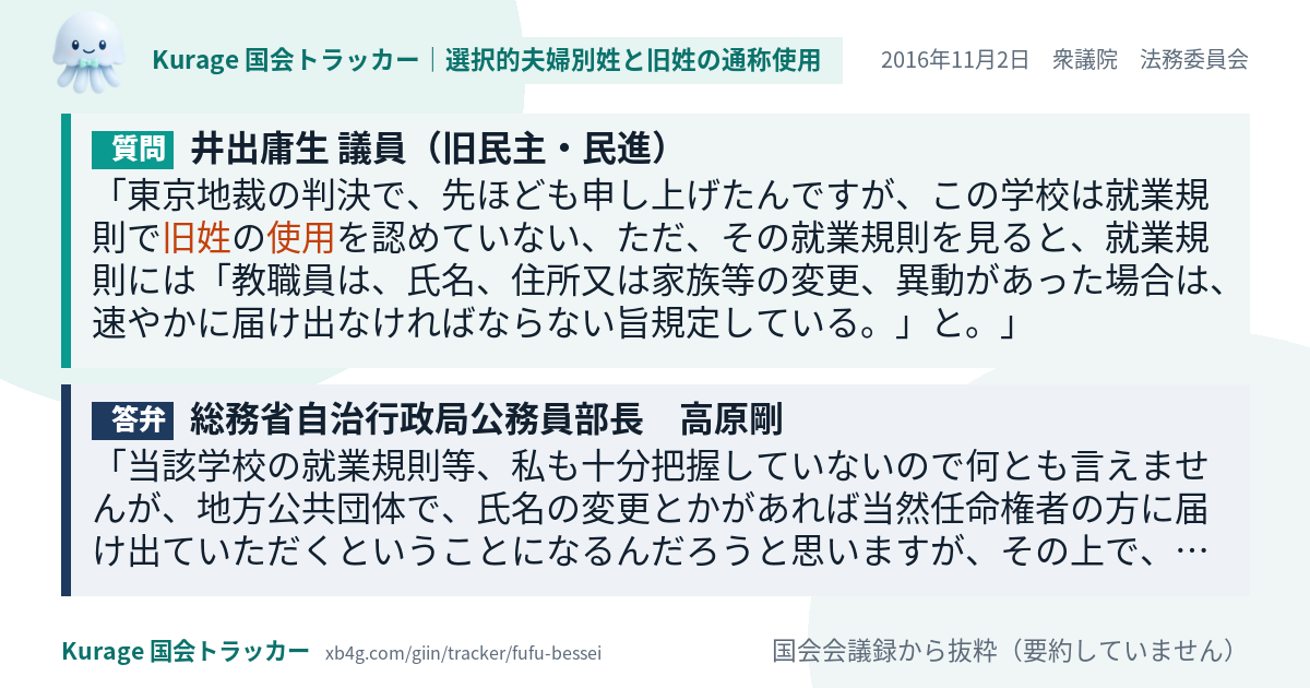 質問と答弁のカード