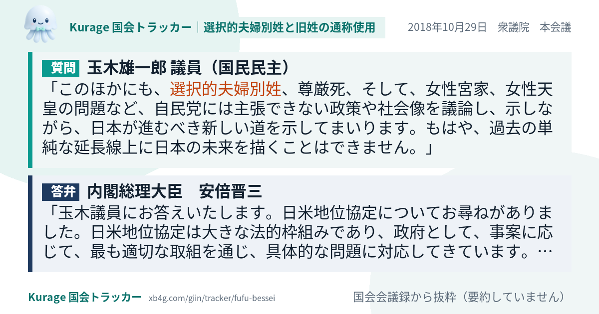 質問と答弁のカード