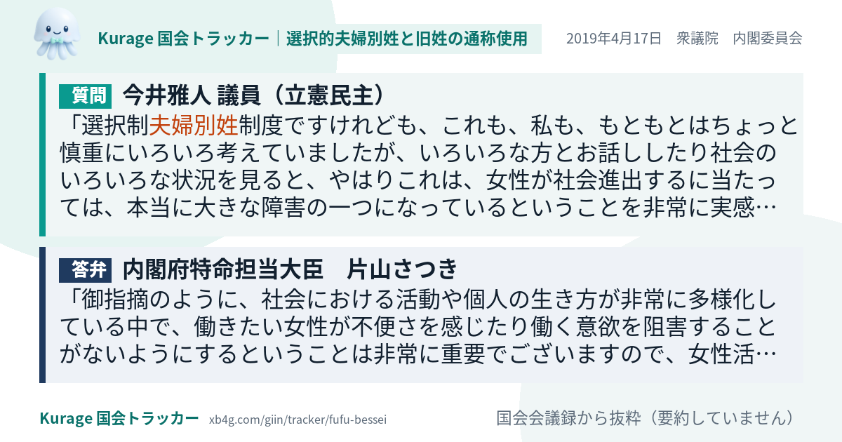 質問と答弁のカード