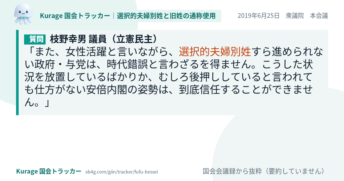 質問と答弁のカード