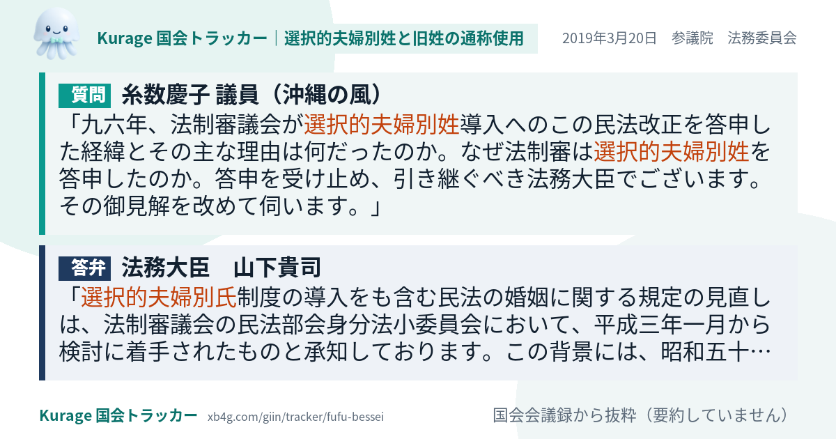 質問と答弁のカード