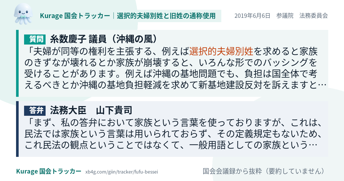 質問と答弁のカード