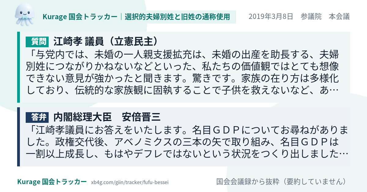 質問と答弁のカード