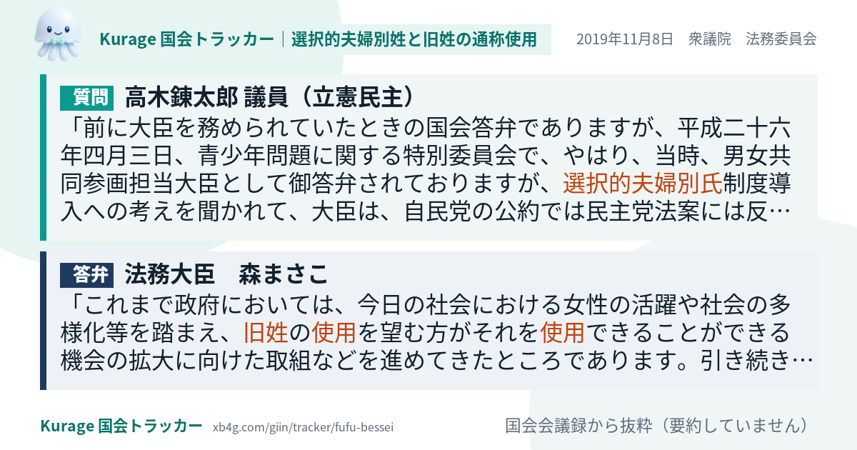 質問と答弁のカード