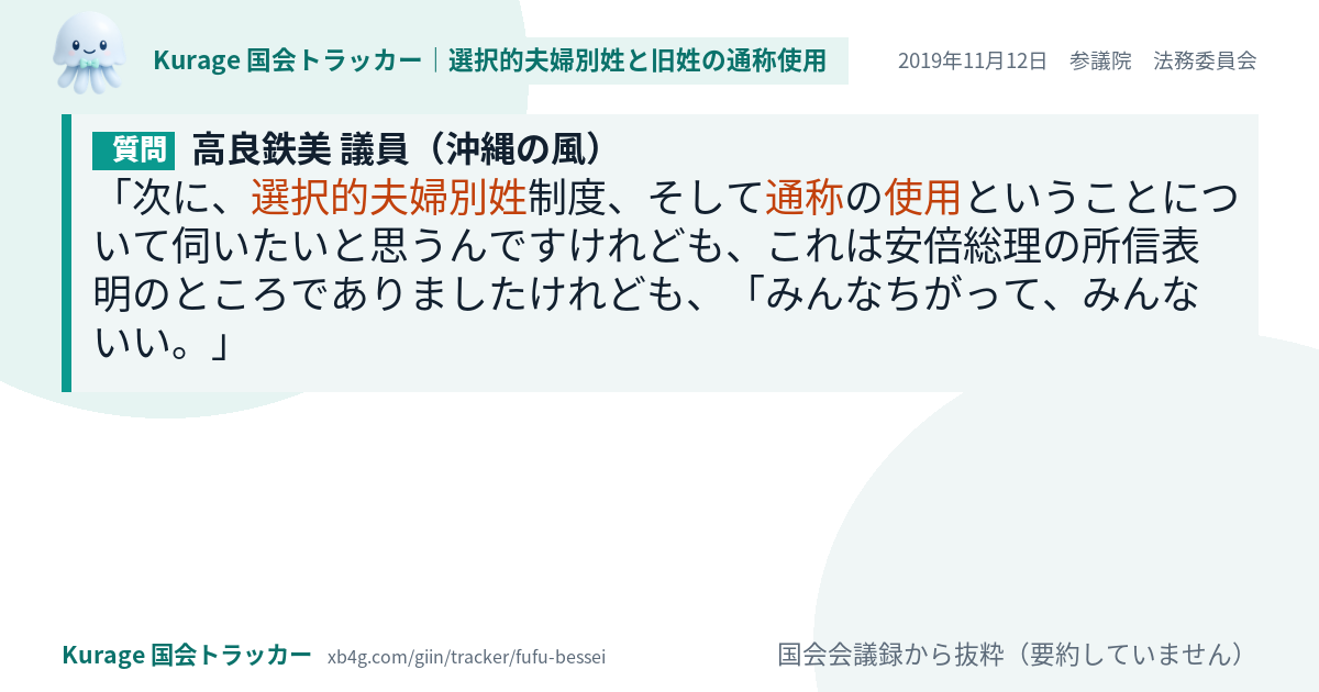 質問と答弁のカード
