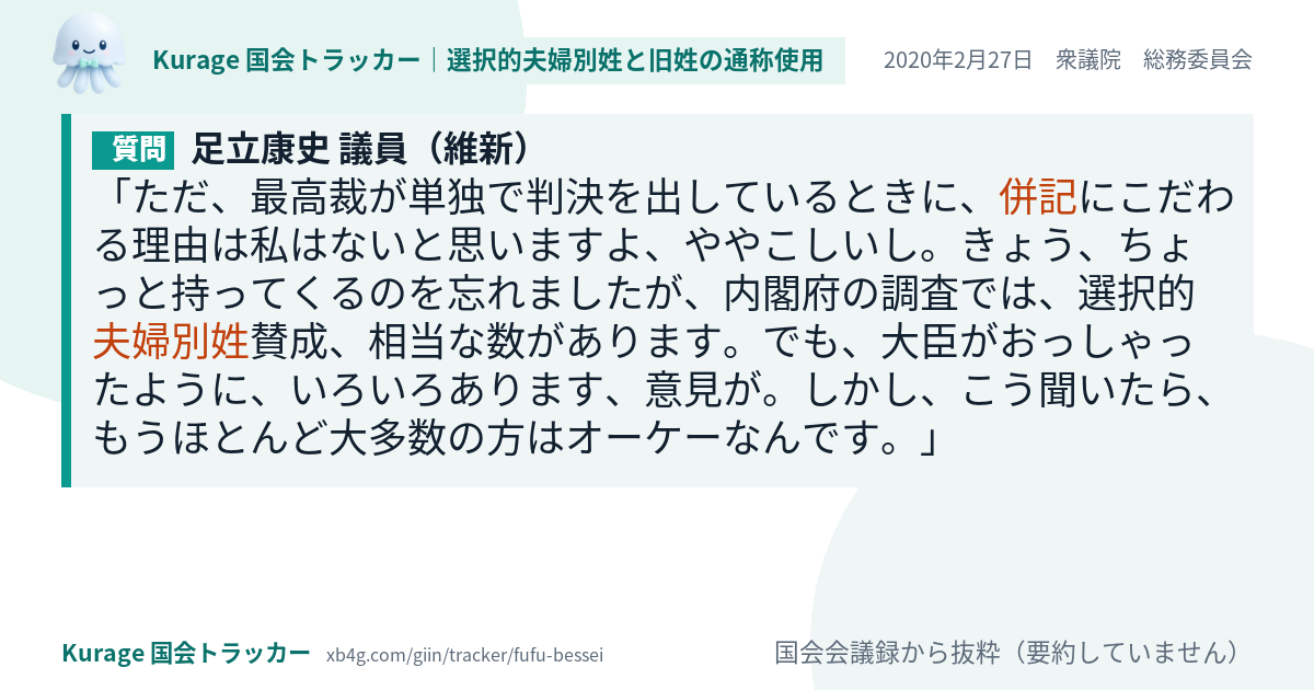 質問と答弁のカード