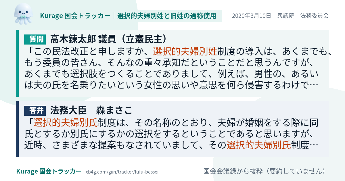 質問と答弁のカード
