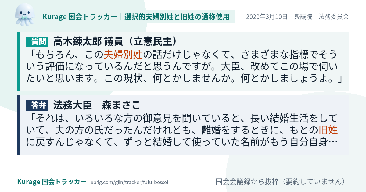 質問と答弁のカード
