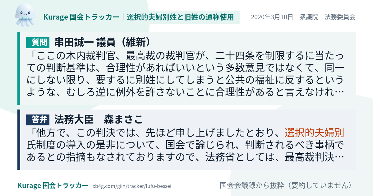 質問と答弁のカード