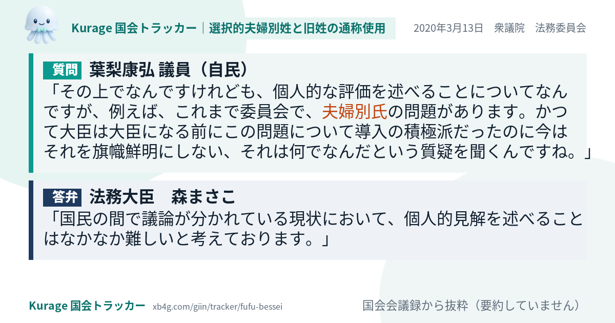 質問と答弁のカード