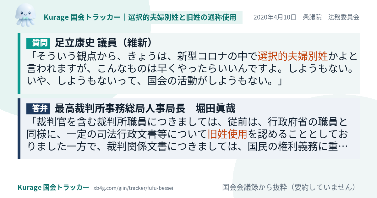 質問と答弁のカード