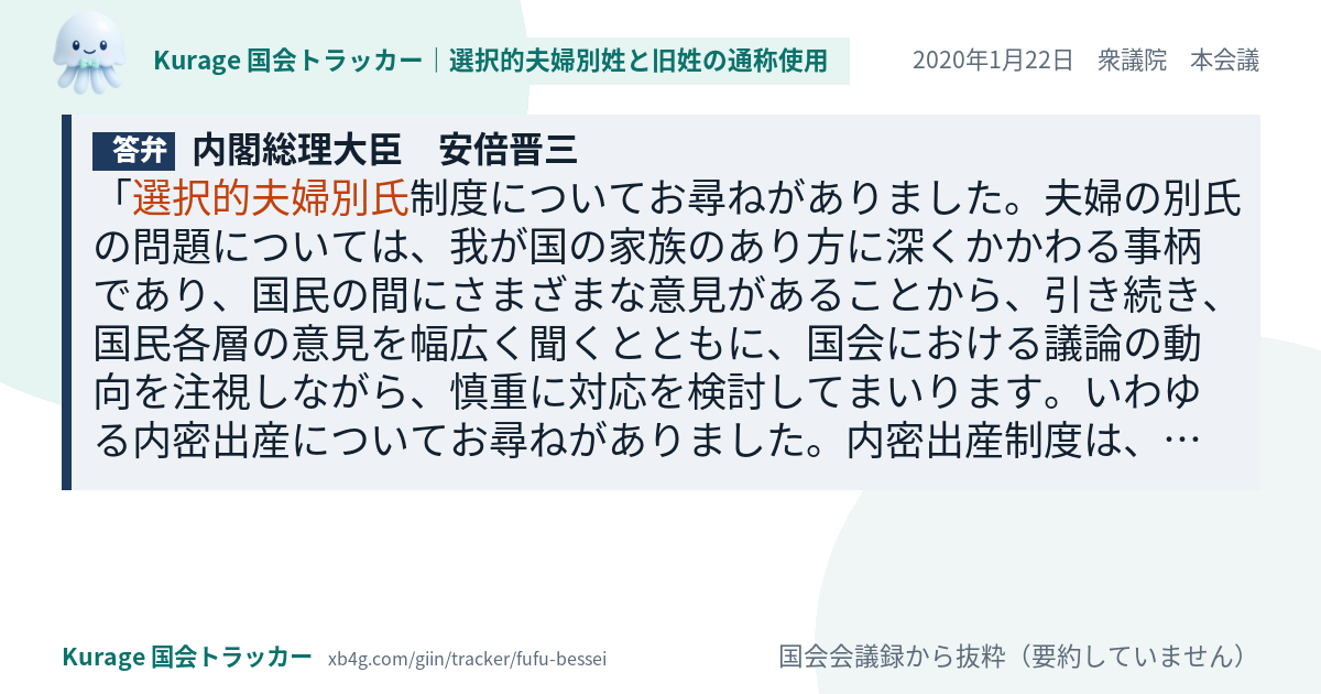 質問と答弁のカード