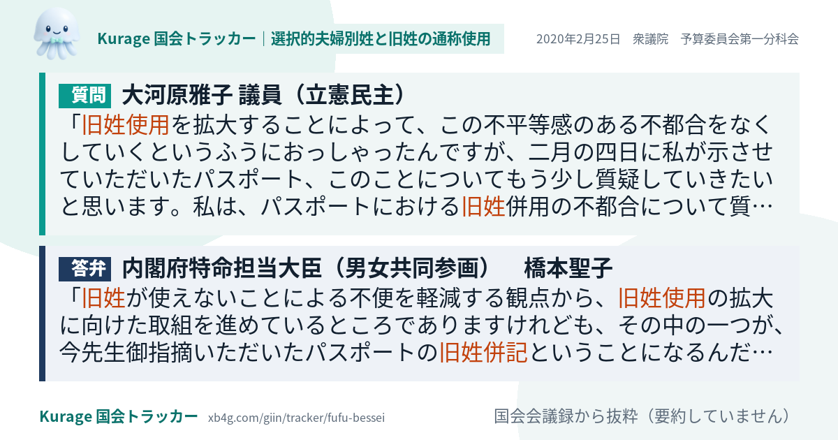 質問と答弁のカード