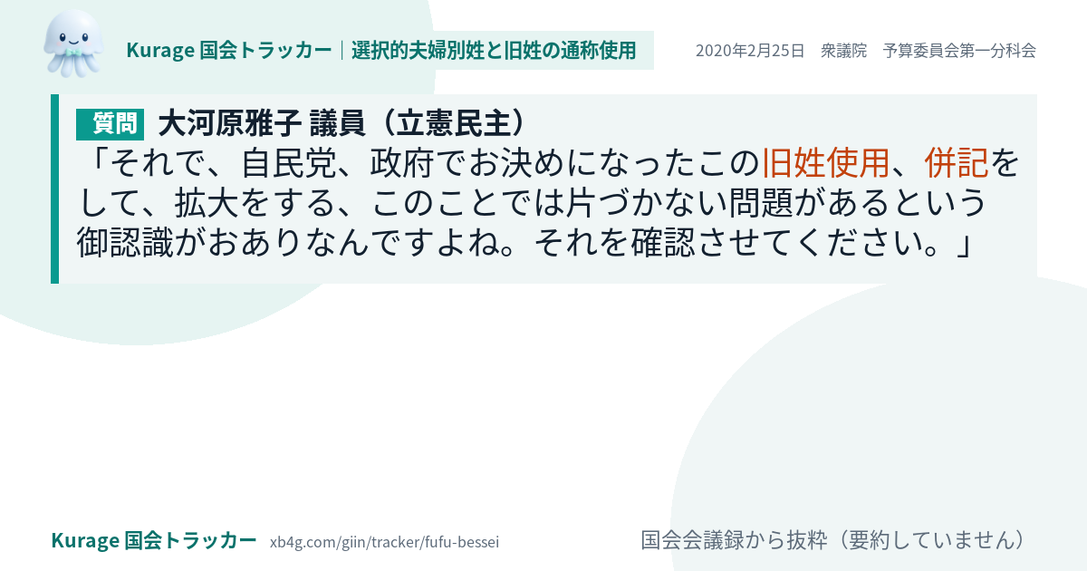 質問と答弁のカード