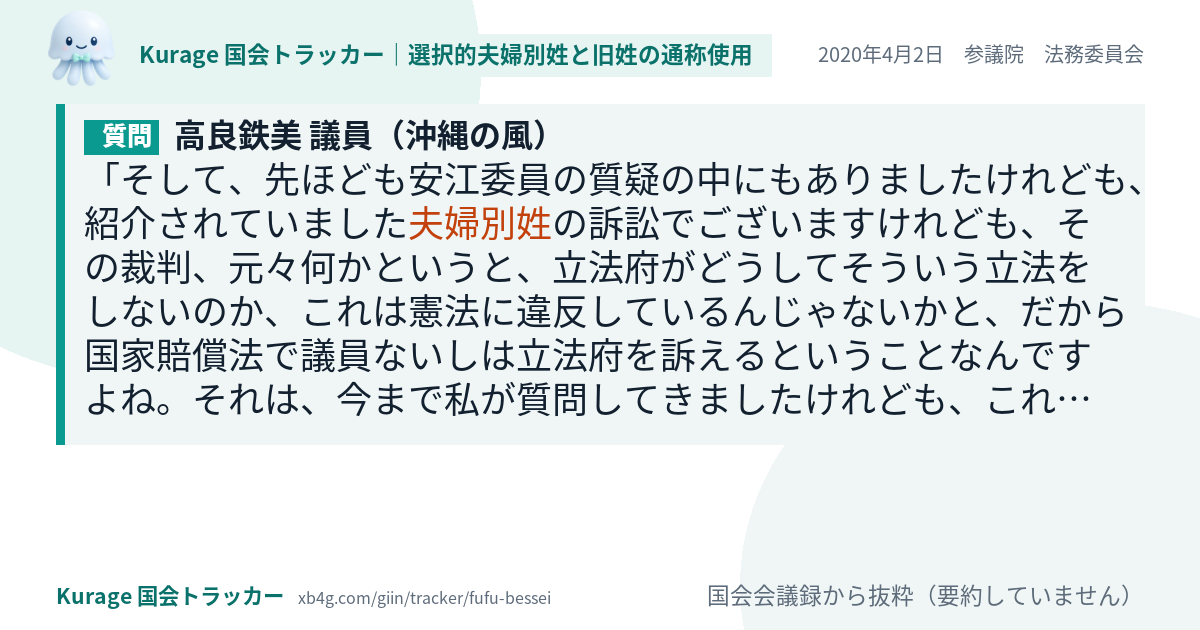 質問と答弁のカード