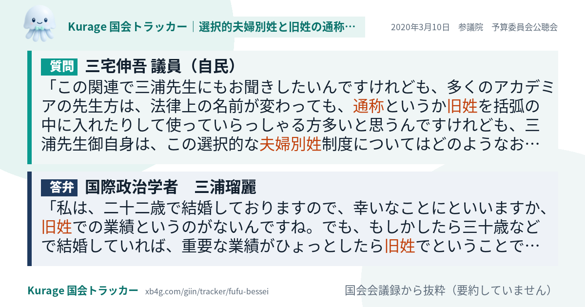 質問と答弁のカード