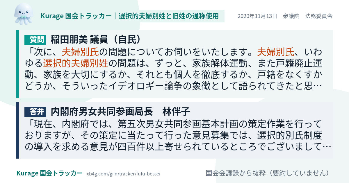 質問と答弁のカード