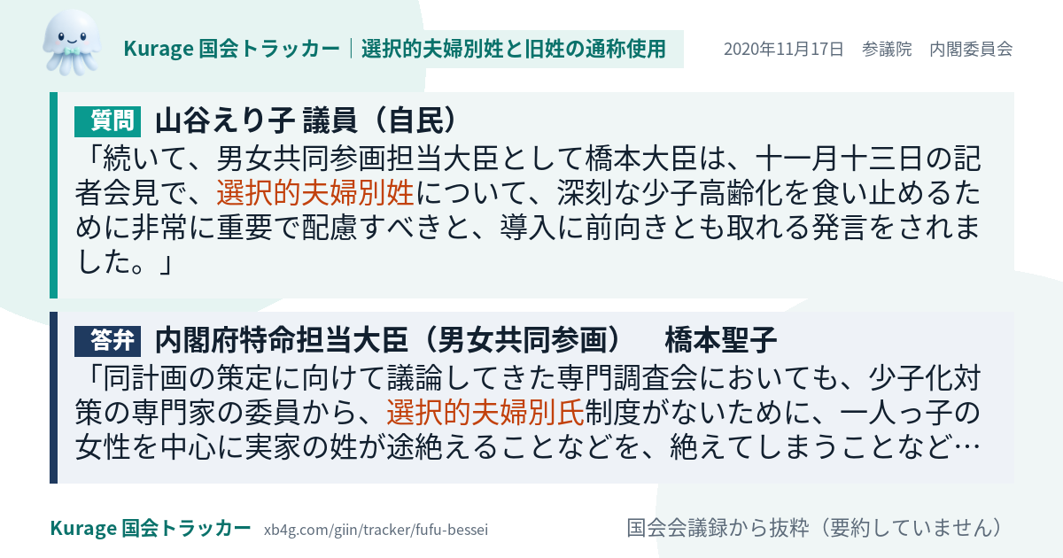 質問と答弁のカード