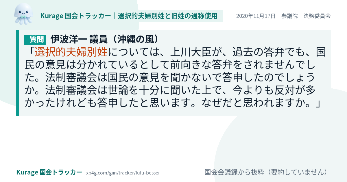 質問と答弁のカード