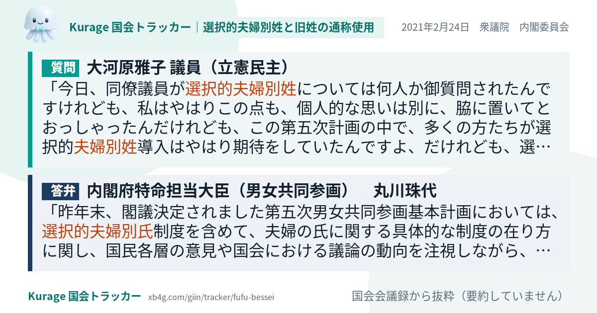 質問と答弁のカード