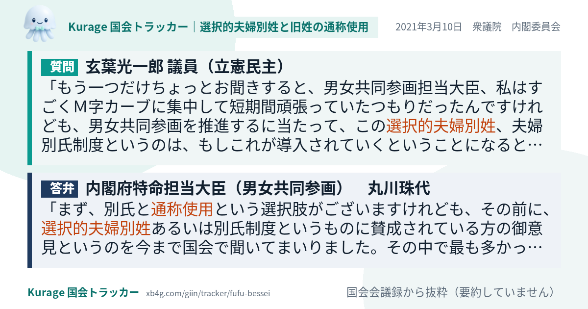 質問と答弁のカード