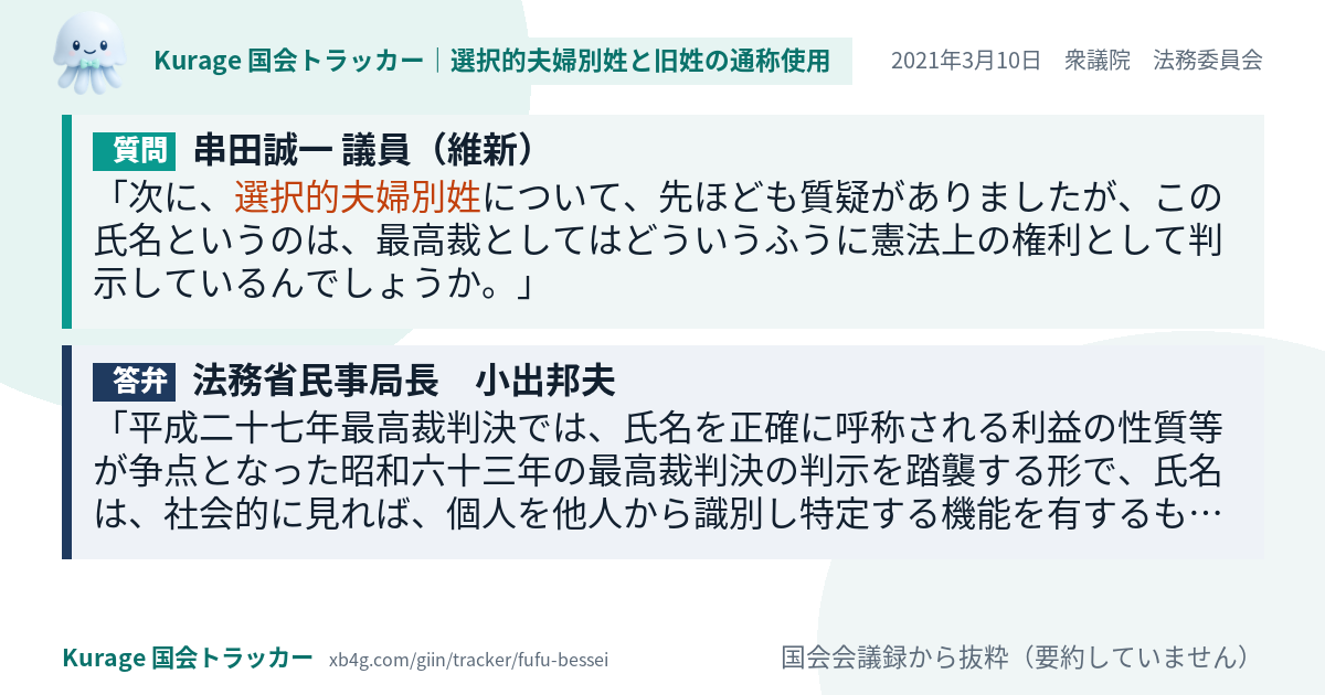 質問と答弁のカード