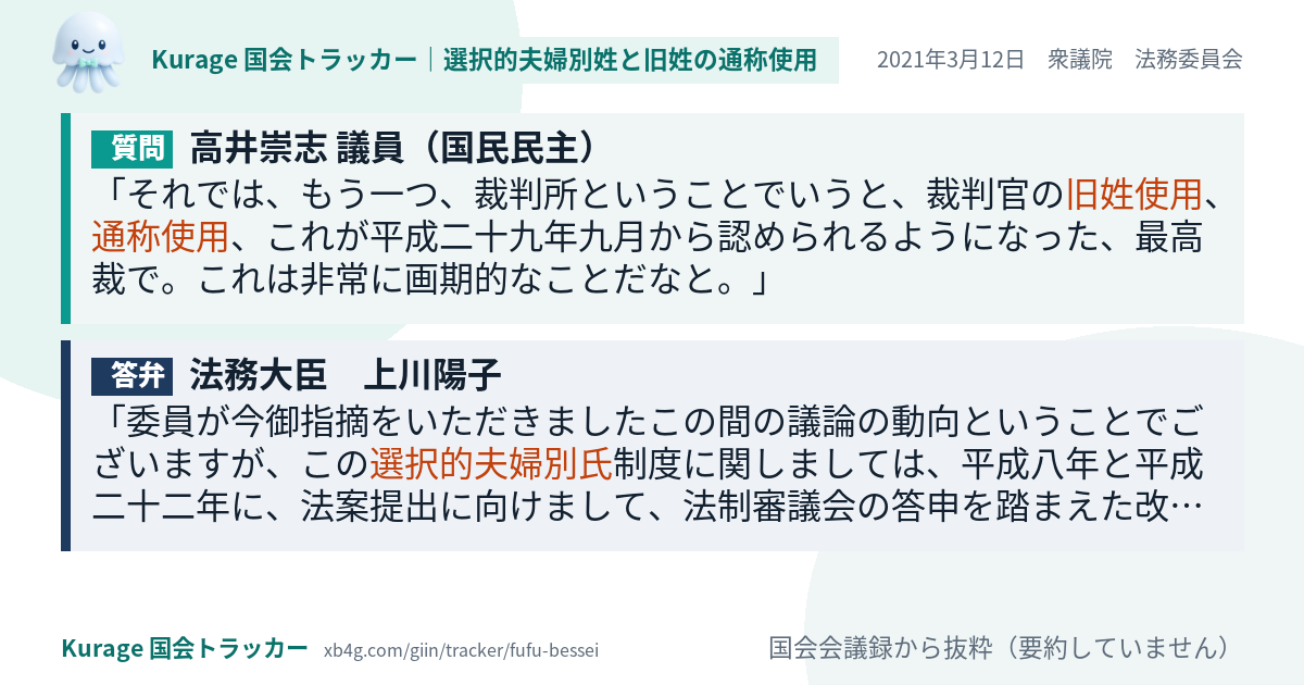 質問と答弁のカード