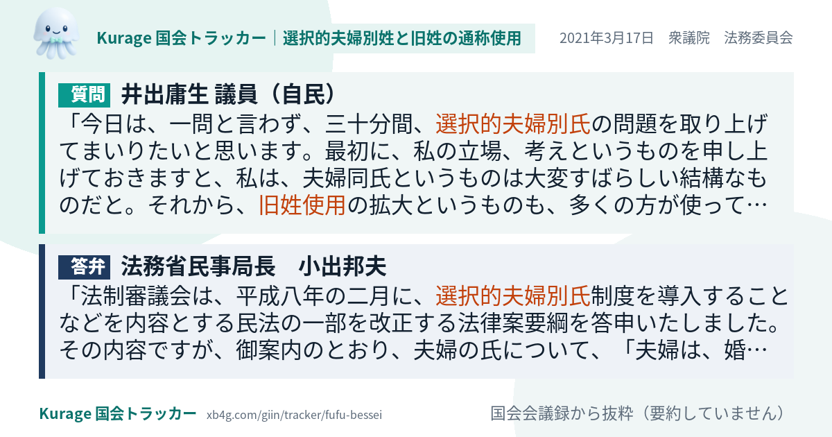 質問と答弁のカード