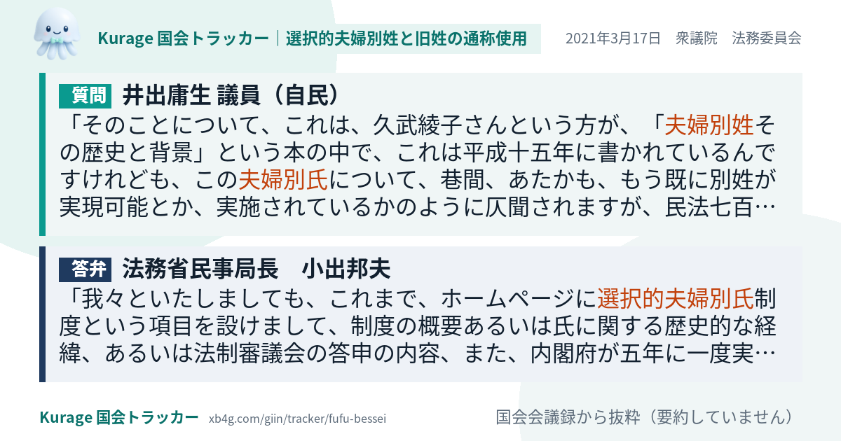 質問と答弁のカード