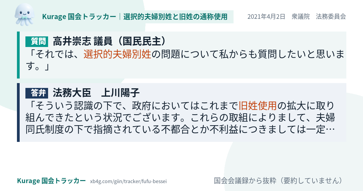 質問と答弁のカード