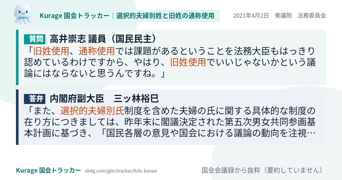 質問と答弁のカード